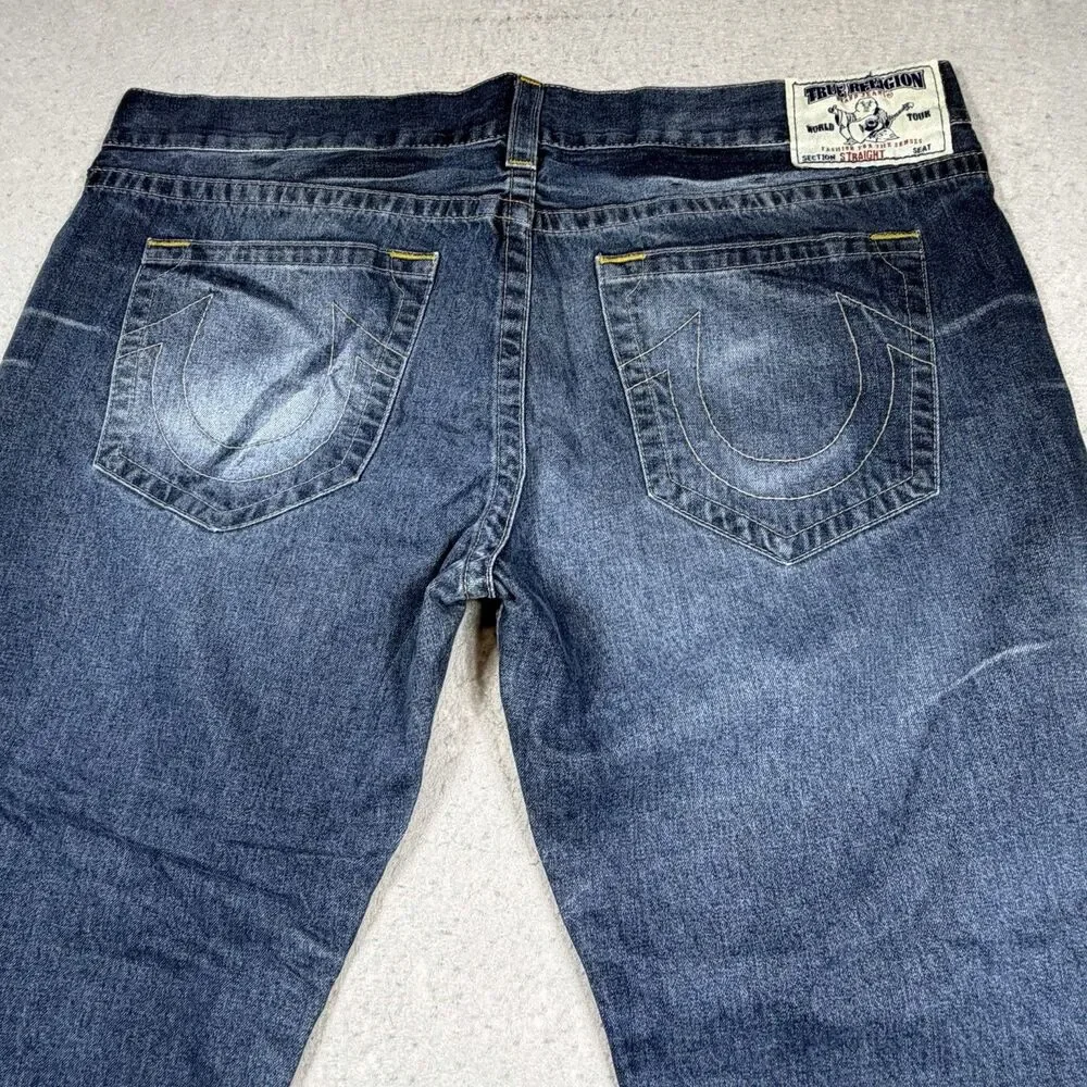 True Religion Jeans Mens Size 42 Blue Denim Straight Jeans 5-Pocket